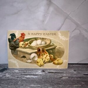 Antique 1913 Easter Postcard with Chickens and Eggs